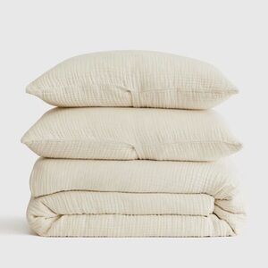 NWT QUINCE Organic Airy Gauze Duvet Cover Set Full/Queen Ivory 4646